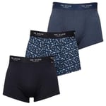 Ted Baker Mens 3-Pack Boxer Briefs - Navy/Blue Night/Deimos Spot - M