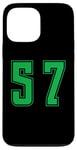 Coque pour iPhone 13 Pro Max Vert Numéro 57 Équipe Junior Sports Uniforme Numéroté