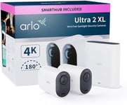 Arlo Ultra 2 XL Security Camera Outdoor, 4K UHD, Wireless CCTV, 12-Month Battery, Colour Night Vision, Weatherproof, Bright Spotlight, 2-Way Audio, 2 Cam Kit, Free Trial of Arlo Secure