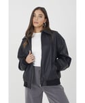 Brave Soul Womens Black 'Bourbon' Zip Through Pu Jacket - Size 12 UK