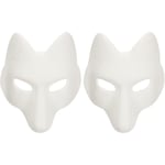 Varghuvud djurmask 2-pack räv mask, Halloween vit räv mask-Xin