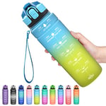 Coolfel Motivational Water Bottle with Time Markings, 1.5l 1l Sports Water Bottle 700ml 500ml Kids Water Bottles, BPA Free Tritan Leakproof Reusable Drink Bottle for Gym, School, Running