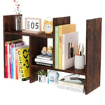 EasyPAG Bois Petite Étagère de Bureau Réglable Bibliothèque de Bureau Rangement de Bureau Organisateur de Bureau - pour la Maison et Le Bureau, Cuisine et Salle de Bain,Marron