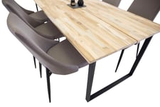 Venture Design Cirebon & Leone matgrupp Natur/grå 6 st stolar & bord 200 x 90 cm