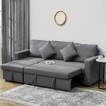 HOMCOM Corner Sofa Bed with Storage, 3 Seater Pull Out Sofa Bed, Dark Grey