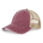 CHOK.LIDS Everyday Premium Washed Trucker Hat Unstructured Vintage Distressed Pigment Dyed Cap Adjustable Outdoor Headwear (Burgundy)