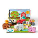 Melissa & Doug Blockables™ Farm Snap And Play, Mix And Match Connectable Wooden Building Blocks Play Set Toy for Preschool Boys And Girls (56 Pcs)