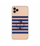 Coque Iphone 11 PRO MAX ancre raye fleur coeur bleu transparente