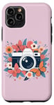 Coque pour iPhone 11 Pro Appareil photo floral mignon photographe amateur de photographie