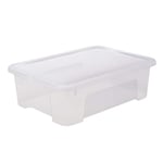 SUNDIS View Box, boîte de rangement 25l en plastique transparent, avec couvercle, superposable et empilable, idéale pour ranger les armoires, le bureau, la buanderie ou la salle de bain