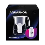 AQUAPHOR Filtre à eau Provence blanc avec 2 filtres A5 I Carafe pour 4,2 l I Grand filtre à eau aspect verre I Réduit le calcaire et le chlore I Filtre à eau de table I Récipient élégant I Parfait