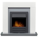 Adam Dakota Fireplace in Pure White & Grey with Colorado Electric Fire in Bla...