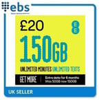 EE 150GB Data sim inc. £20 top up giving 150GB, Unlimited Mins & Unlimited Texts