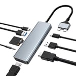 Tymyp Station d'accueil 9 en 2 MacBook Pro, Adaptateur MacBook Air, hub USB C, dongle HDMI avec 100 W PD, USB 3.0, Lecteur de Carte SD/TF, Audio 3,5 mm, Triple écran pour MacBook Pro Air Mac