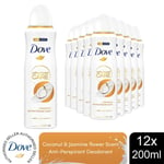 Dove Advanced Care Antiperspirant Deo Coconut & Jasmine Flower Scent 200ml, 12pk