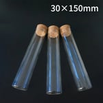 Tubes à essai astronomiques plats en verre transparent avec bouchon en liège,verrerie scolaire et de laboratoire,80ml,30x150mm,5 pièces par lot