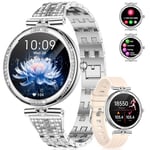 Montre Connectée Femme avec Appel Bluetooth, 1.19" AMOLED Diamond Montre Intelligente, 100+ Modes Sportifs Fréquence Cardiaque Sommeil Tension Artérielle Calories, IP68 Smartwatch Android iOS Argent