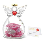 Miofula Rose Eternelle Cadeau de Fête des Mères, Fleurs Éternelle Figurine d'ange Cadeau pour Maman, Idee Cadeau Fete des Meres original, Cadeaux Anniversaire Noël Saint Valentin pour Maman Grand-Mère