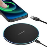 NEUTYPECHIC Chargeur Induction, 15W pour Chargeur avec Lumière Respiratoire, Chargeur sans Fil Rapide, Wireless Charger à Induction Compatible avec iPhone/Samsung/Huawei/Xiaomi/Airpods