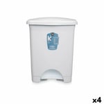 Poubelle à pédale Blanc Plastique 30 L [4 Unités]