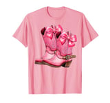 Cowgirl Boots Pink Baby Bow Preppy y2k Coquette T-Shirt