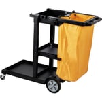 Mophorn - Chariot de nettoyage , chariot de conciergerie commercial a 3 etageres, chariot de menage en plastique deune capacite de 200 lb avec sac en