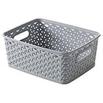 Curver Storage Basket Grey Small 8 Litre Plastic Rattan Kitchen Study Office