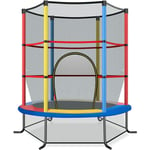 Costway - Trampoline de Jardin pour Enfants Ø165 cm avec Filet de Protection,Appuis de Ressorts et Structure en Acier, Coloré