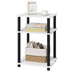 EUGAD Table de Chevet, Petite Table d'Appoint à 3 Étagères, Meuble de Rangement à 3 Niveaux, Table Basse 40x35x57,5 cm, Montage Facile, pour Chambre à Coucher, Salon, Noir + Blanc, 0012CTG