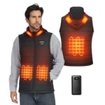 KEMIMOTO Gilet Chauffant avec Capuche, Veste Chauffante avec Batterie 9600mAh, 5 Zones de Chauffe, Gilet Chauffant Électrique pour Hommes et Femmes pour Moto, Ski, Pêche, Camping, Randonnée