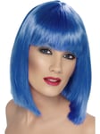 Blue Glam Wig Ladies Fancy Dress Costume Accessory Short Blue Bob Wig