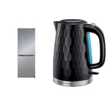 Russell Hobbs Low Frost Silver 60/40 Fridge Freezer, 173 Total Capacity& 26051 Cordless Electric Kettle - Contemporary Honeycomb Design with Fast Boil and Boil Dry Protection, 1.7 Litre, 3000 W, Black