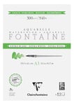 Clairefontaine 976088C Bloc Encollé 2 Côtés Fontaine Extra Blanc Grain Torchon A3 29,7x42 cm 300g - 12 Feuilles Papier Aquarelle Extra Blanc 100% Coton - Qualité Professionnelle