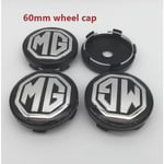 4 st Mg Logotyp 56mm 60mm Bilhjul Center Cover Navkapsel Resin Badge Emblem Dekal Styling Tillbehör, 60mm Svart Kapsel 2