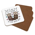 I Am Otterly In Love With You Coaster Drinks Mat Set Of 4 Valentines Girlfriend