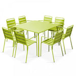 Ensemble table de jardin carrée et 8 fauteuils en métal vert Palavas  Oviala