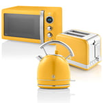 Retro Set Petit-Déjeuner Bouilloire 1,8L Grille-Pain 2 Tranches Micro-ondes 20L 850 Jaune STRP2070YELNEU