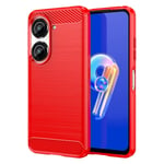 Asus Zenfone 9 5G - Gummiskal Borstad design Röd