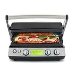 GreenPan Elite 6-in-1 Multi-Function Contact Grill & Griddle, PFAS-Free Healthy Ceramic Non-Stick, Dishwasher Safe Grill Plates, Adjustable Temp, Compact, Closed Press/Open Flat Surface, Black