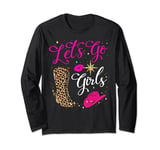 Let's Go Girls Shirt Pink Leopard Print Cowboy Hat Cowgirl Long Sleeve T-Shirt