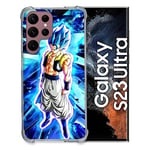 Cokitec Coque Renfocée en Verre Trempé pour Samsung Galaxy S23 Ultra Manga Dragon Ball Gogeta Lumiere