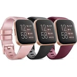 PACK 3 Mjuka Silikonband för Fitbit Versa 2 / Fitbit Versa / Fitbit Versa Lite Classic Justerbara Sportband för Kvinnor Män Små Stora (Utan Spår