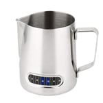 Milk Jug, Stainless Steel Milk Frothing Pitcher with Thermometer Temp Control for Coffee Machine Making Coffee, Latte & Cappuccino