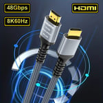 H133G-Gray 1.65FT--0.5M--20inch Long 8K HDMI 2.1 Directions, 48Gbps, Cord-4K tressé à grande vitesse, Compatible avec Roku TV/PS5/PS4/HDTV/RTX 3080 3090 ""Nipseyteko
