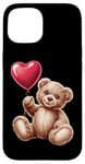 Coque pour iPhone 15 Ours en peluche coeur amour joyeux Saint-Valentin