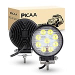 PICAA Phare de Travail LED 2PCS 4.1 Pouces 27W Rond Phare Travail Projecteur LED Spot LED Moto Feux de Travail Lampe 12V 24V hors route pour Voiture 4x4 Truck ATV SUV Camion Tracteur