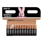 12x Duracell AAA Simply Alkaline Batteries LR03 MN2400 VAT inc Great Value Pack