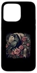 Coque pour iPhone 15 Pro Max Corbeau gothique rose enchanté vintage floral corbeau Halloween