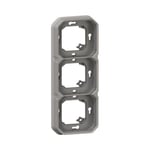 Support plaque encastré 3 postes montage horizontal-vertical Plexo gris (069687L)