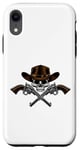 Coque pour iPhone XR Chapeau de cowboy pistolets crâne pirate croix os